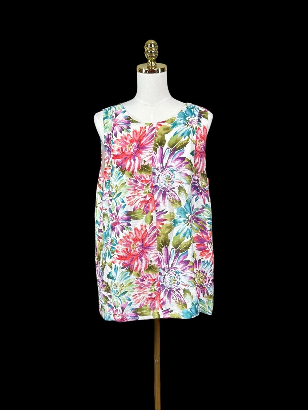 Woman’s LOFT floral linen blend sleeveless top size L
